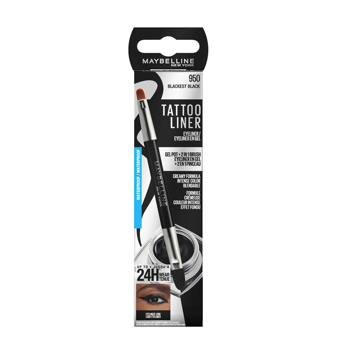Maybelline New York Tatto Liner Gel Pot 2in1 Blackest Black