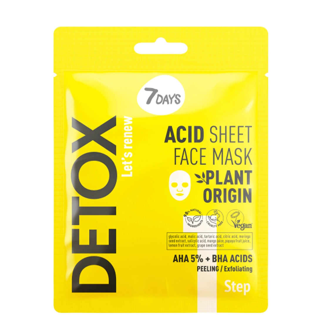 7 Days Detox Clay Sheet Face Mask Kaolin + Seaweed