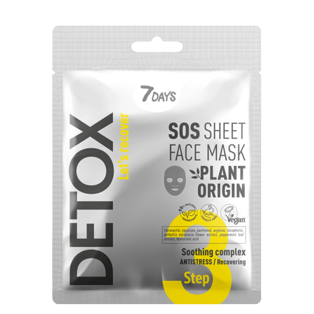 7 Days Detox Sos Sheet Face Mask Soothing Complex