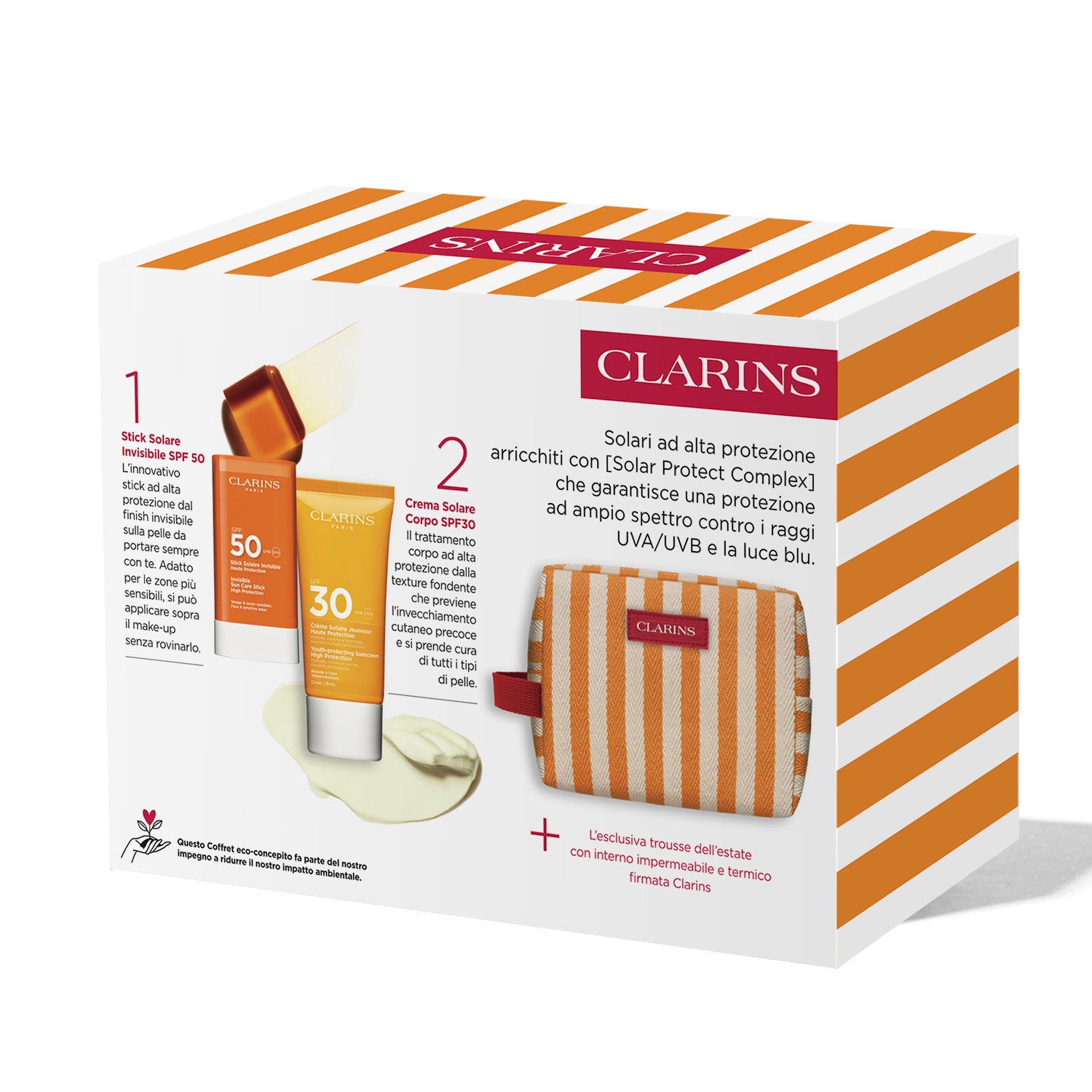 CLARINS Body Cream Spf30+ 75 Ml + Sun Stick Spf50+ + Trousse Set -4