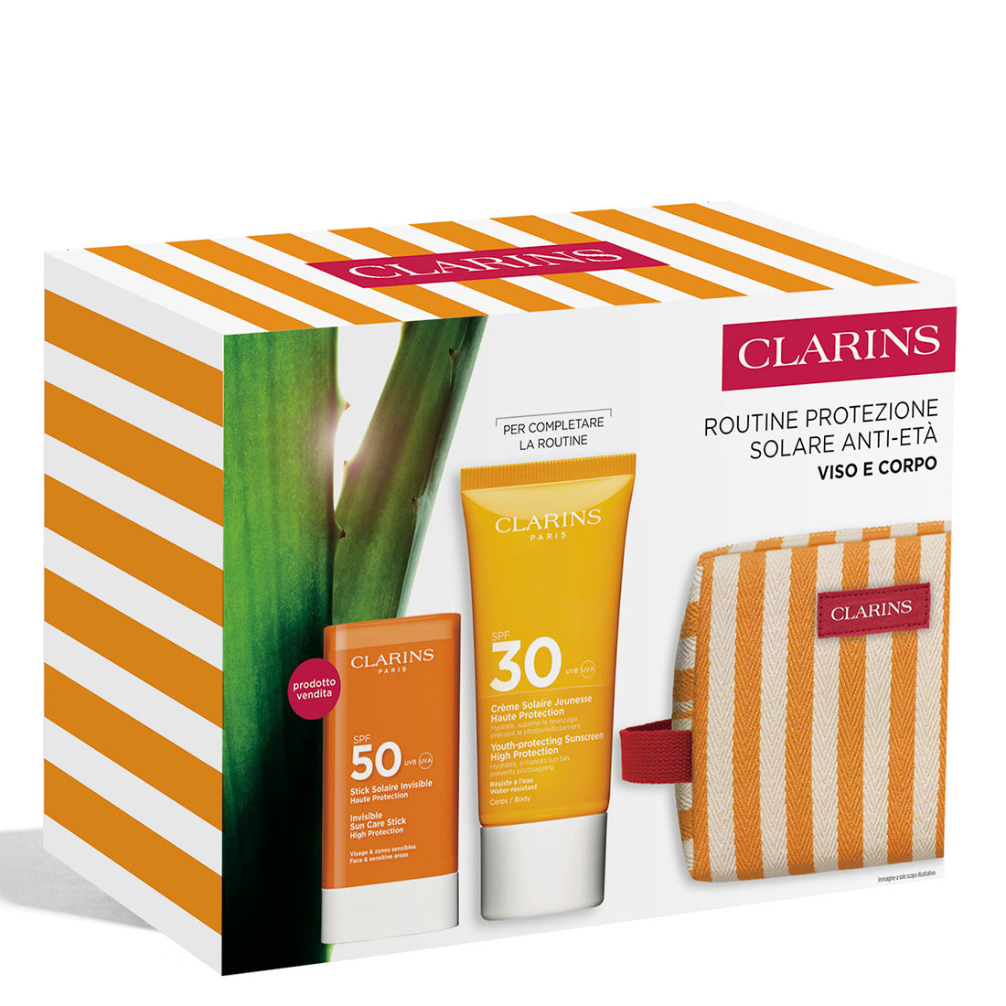 CLARINS Body Cream Spf30+ 75 Ml + Sun Stick Spf50+ + Trousse Set 