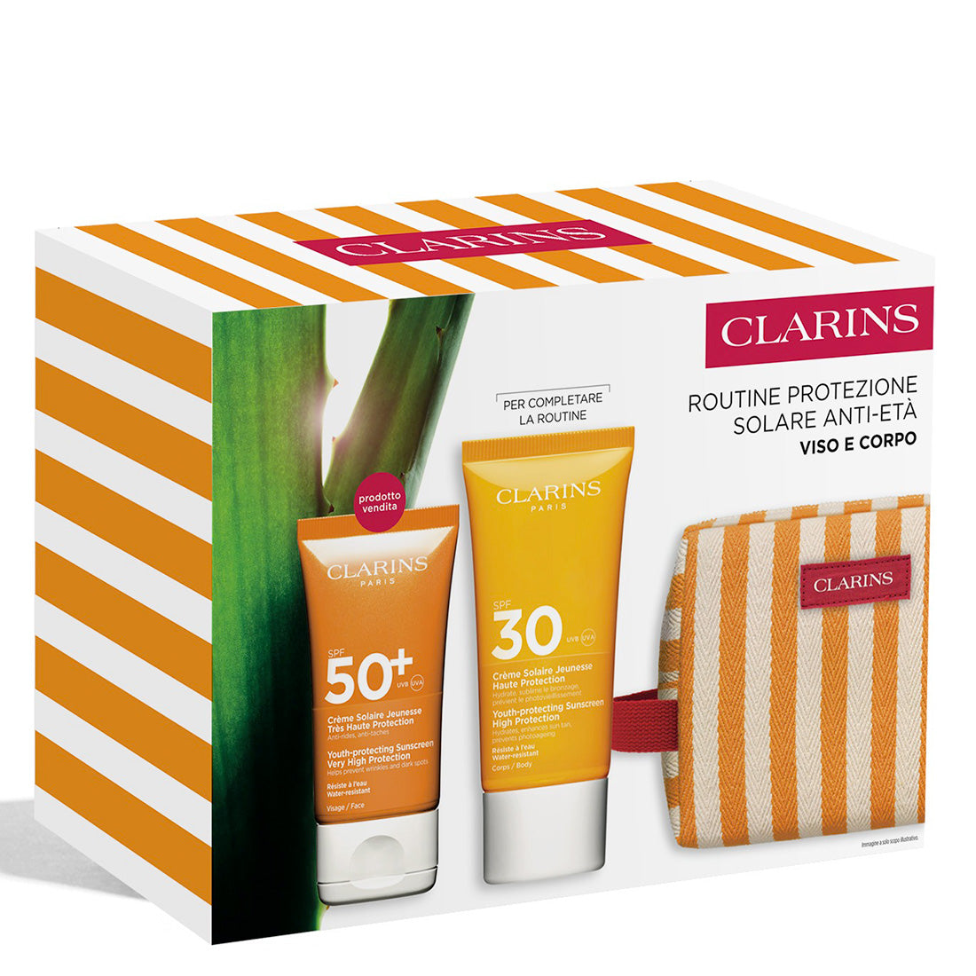 CLARINS Face Cream Spf50 50 M + Body Cream Spf30+ 75 Ml + Trousse Set 