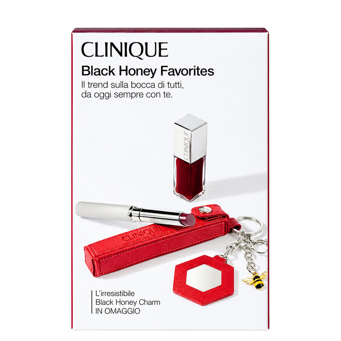 CLINIQUE Almost Lipstick + Pop Lip & Cheek Oil + Porta Rossetto Set Black Honey