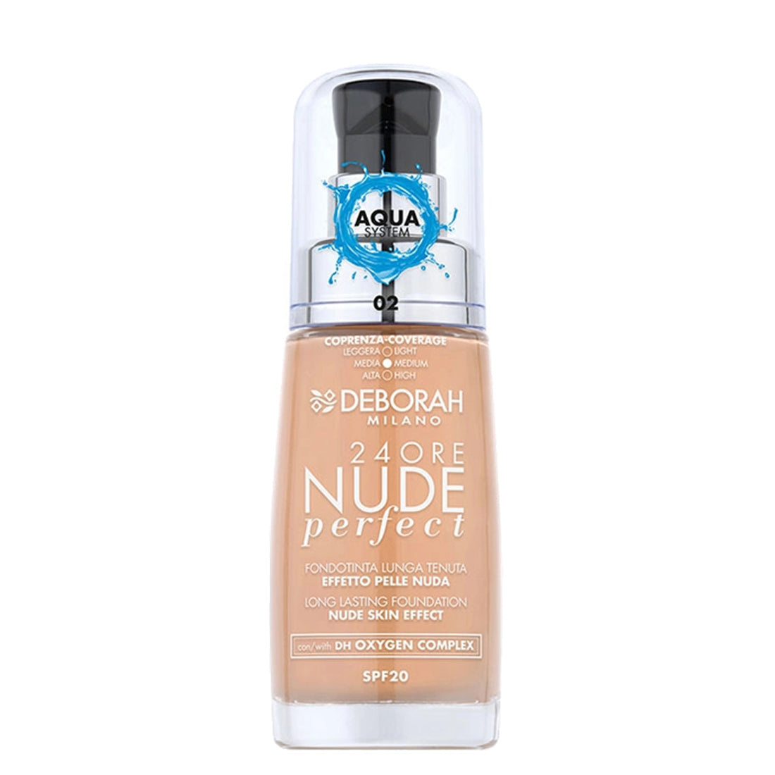 Deborah 24Ore Nude Perfect Fondotinta SPF20 02 Beige