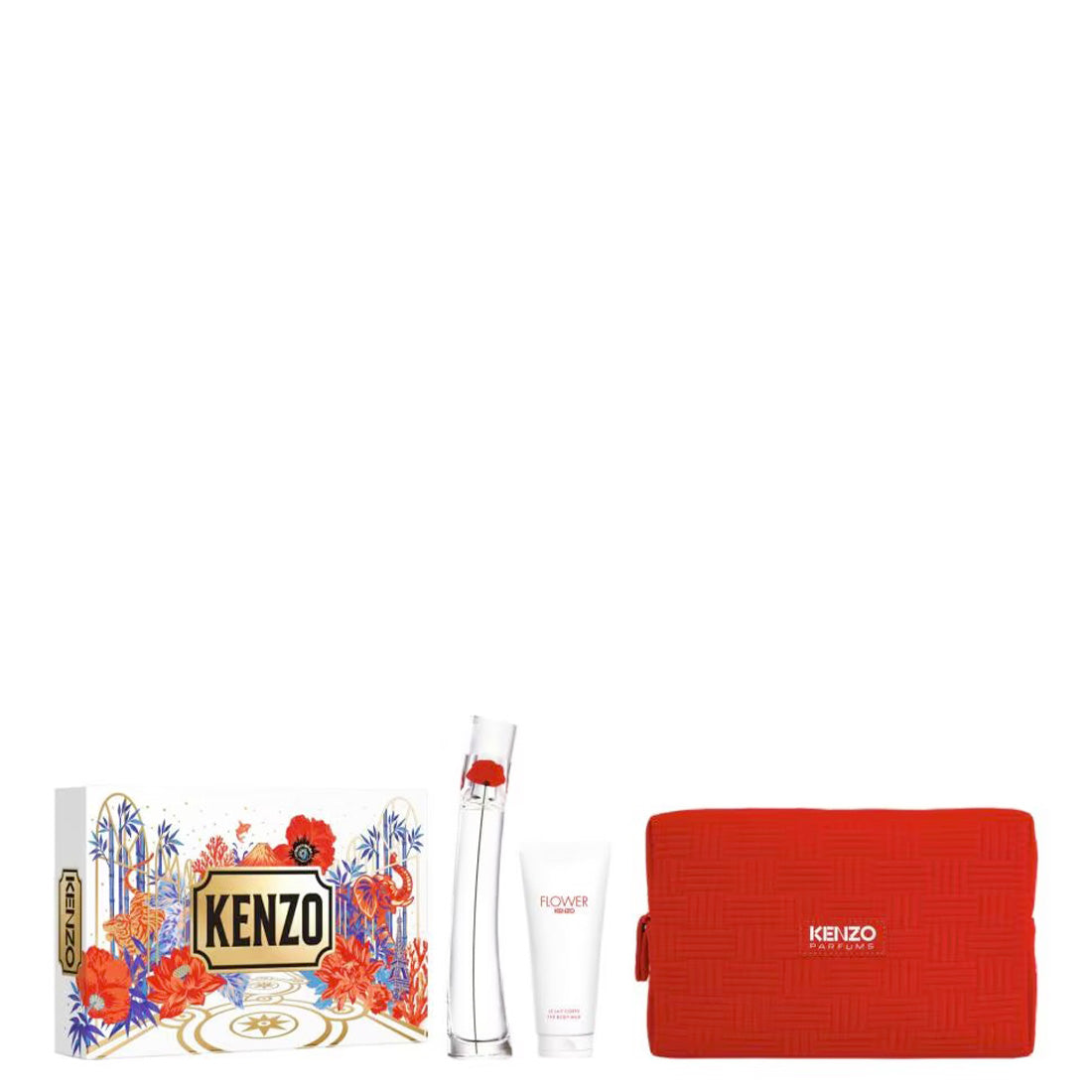KENZO Flower By Kenzo Eau De Parfum + Body Milk + Pochette Set 