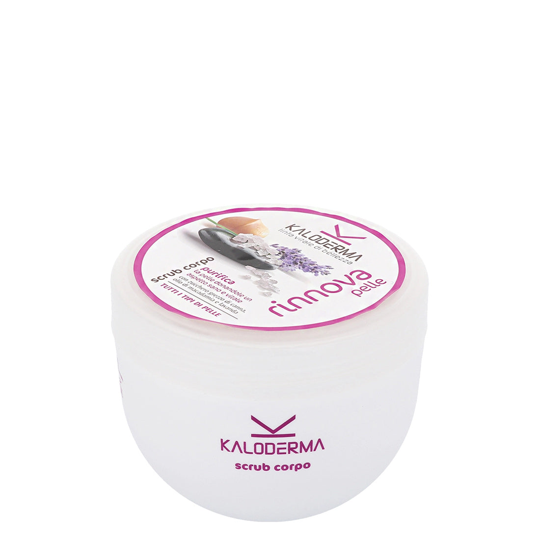 Kaloderma Scrub Corpo Rinnova Pelle Purifica con Zucchero Grezzo di Canna, olio di Macadamia e Lavanda