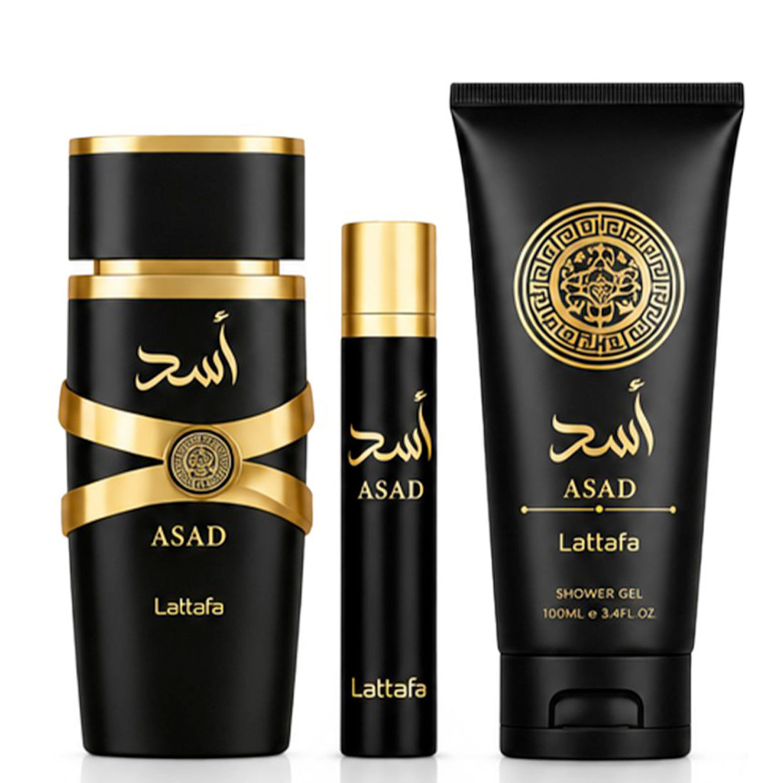 LATTAFA Asad Eau De Parfum + Travel Spray + Shower Gel Set 