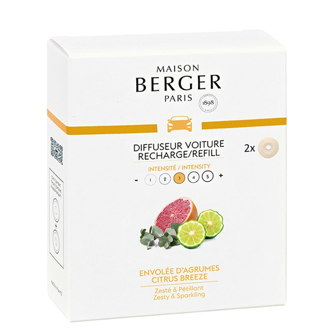 Maison Berger Paris Diffuseur Voiture Recharge Envolée d'Agrumes