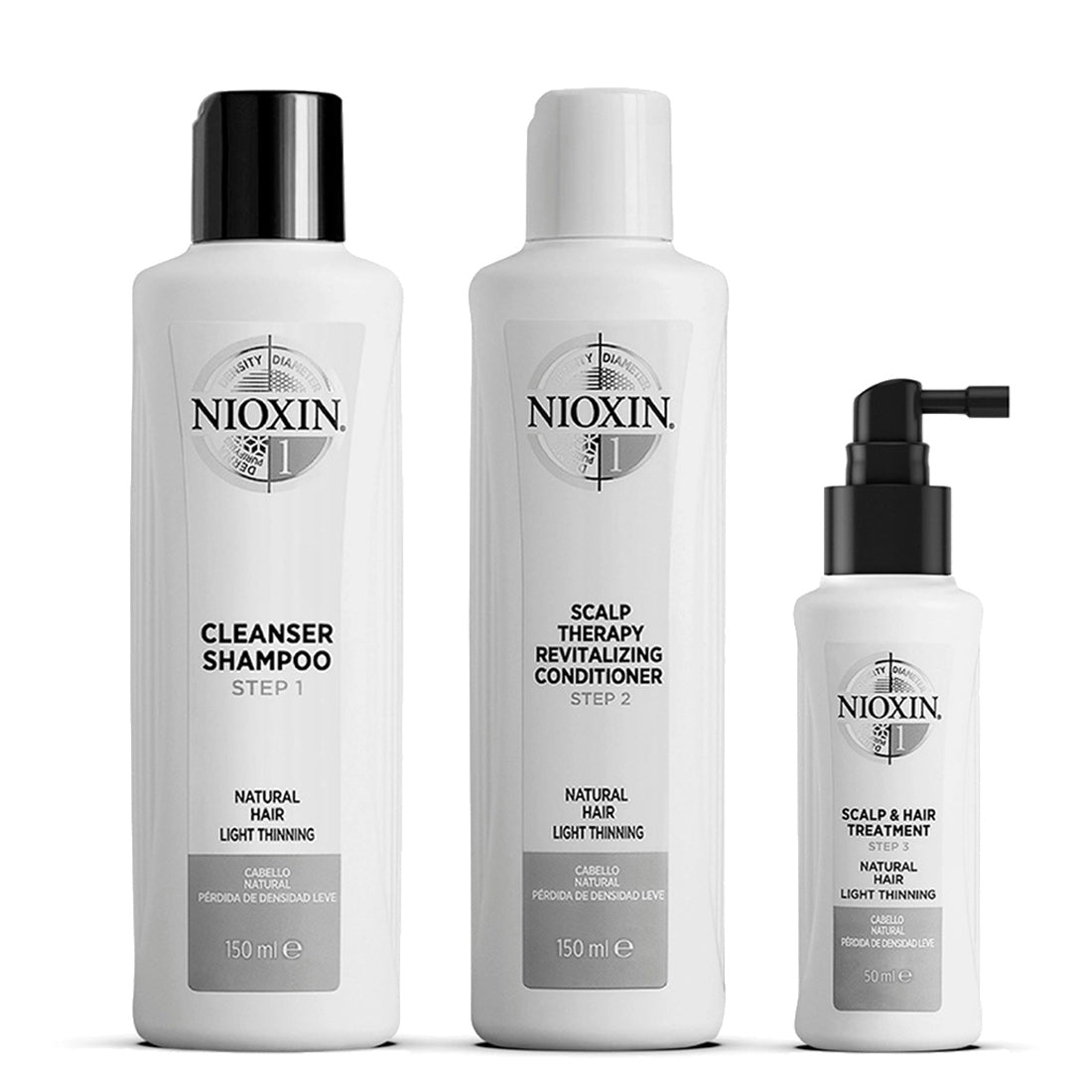 Nioxin Kit Trifasico Sistema 1 Per Capelli Naturali Leggermente Assottigliati Shampoo+Balsamo+Trattamento