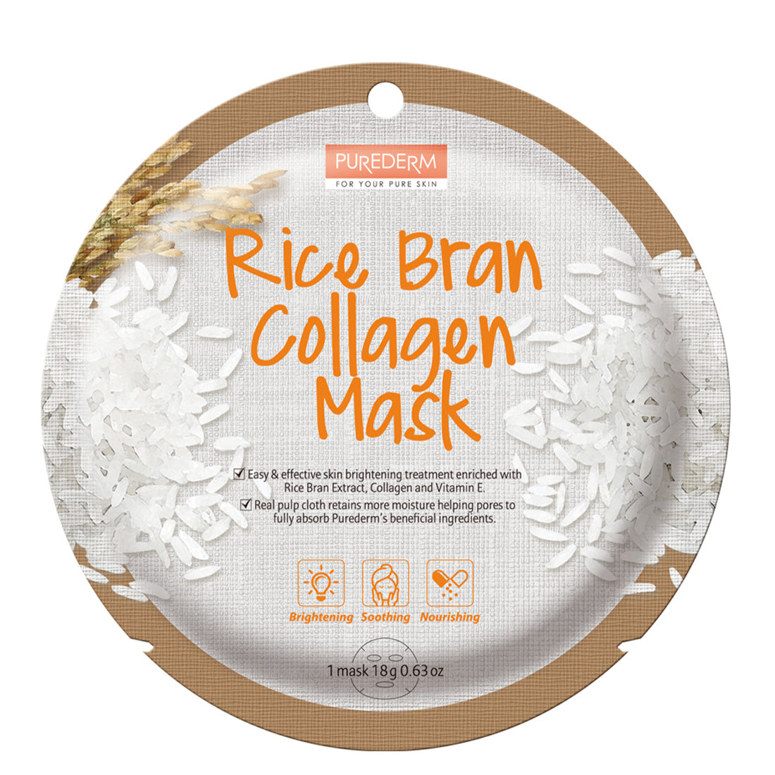 PUREDERM Rice Bran Collagen Mask