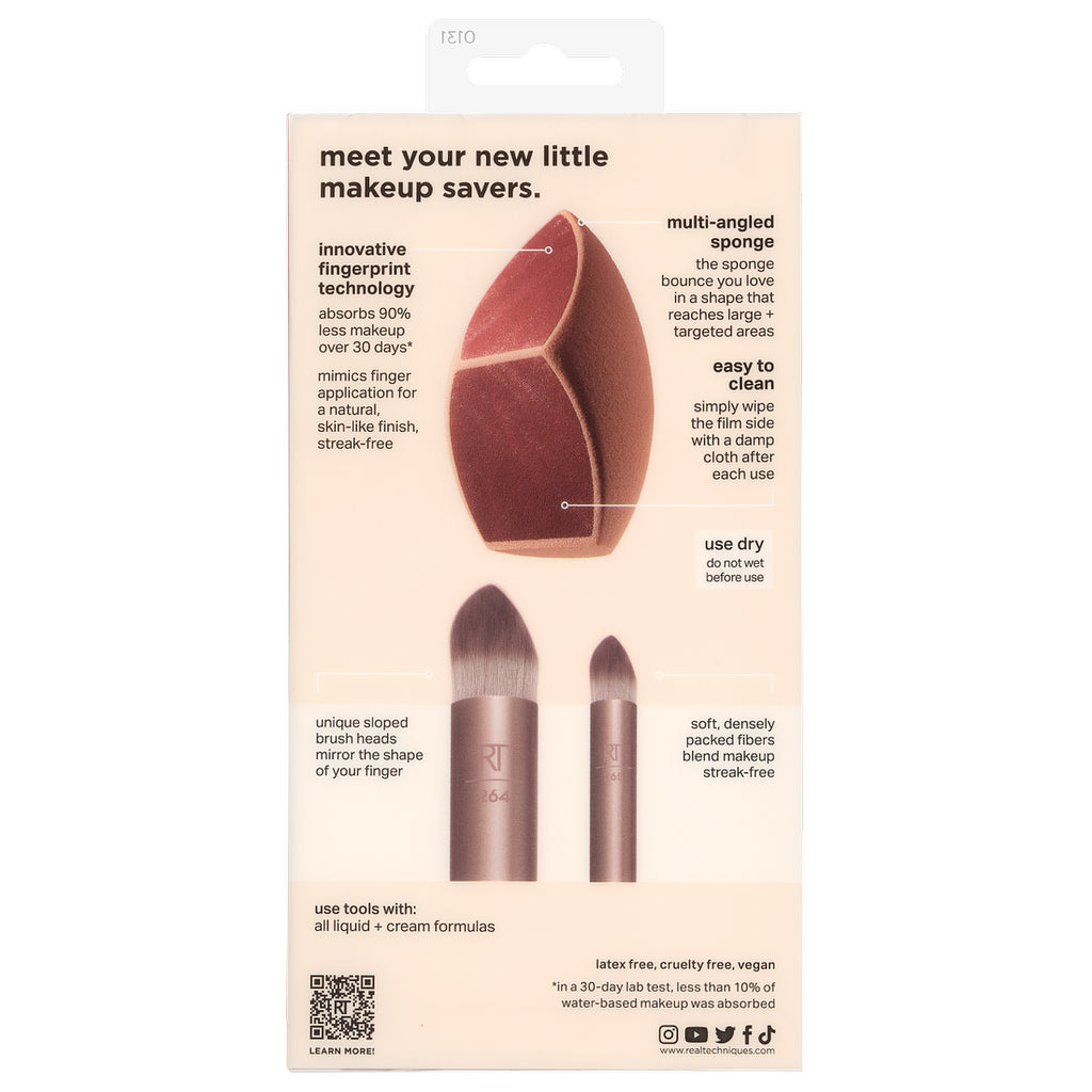 Real Techniques Make Up Saver Sponge + Brush Trio -3