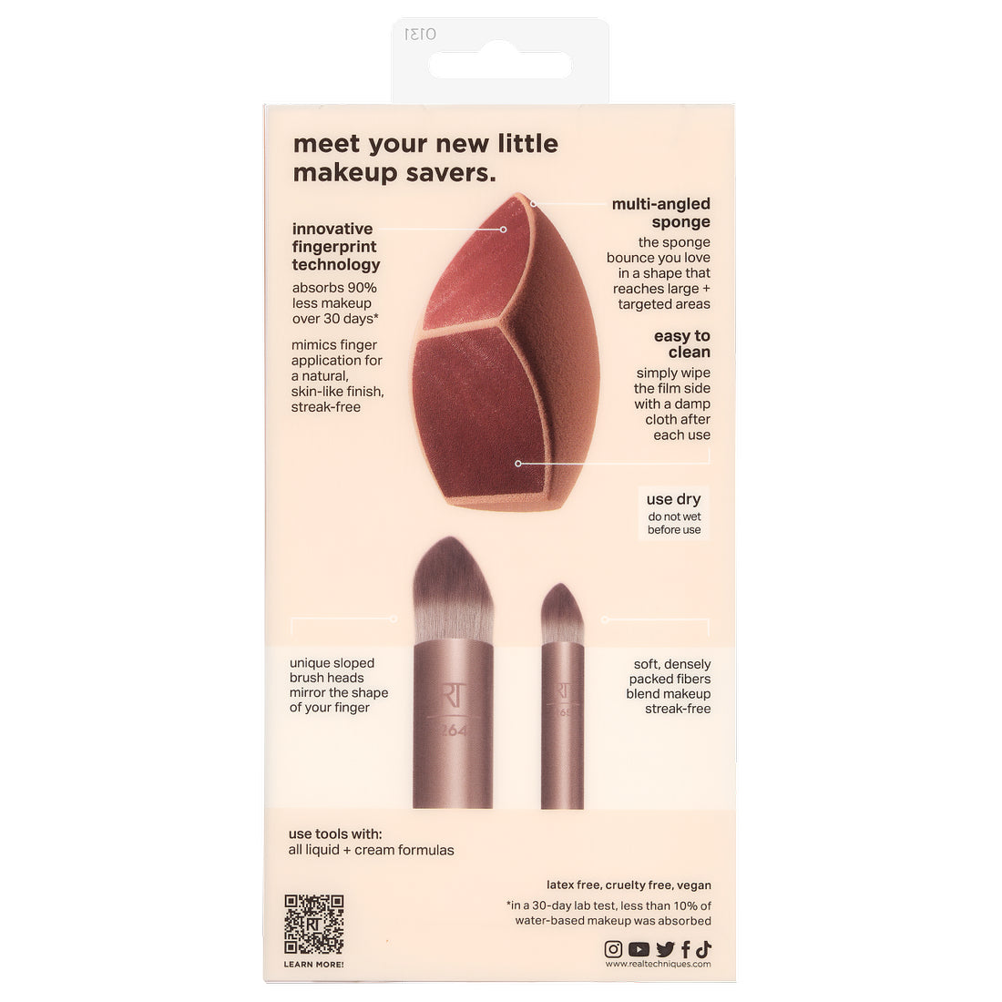 Real Techniques Make Up Saver Sponge + Brush Trio -3