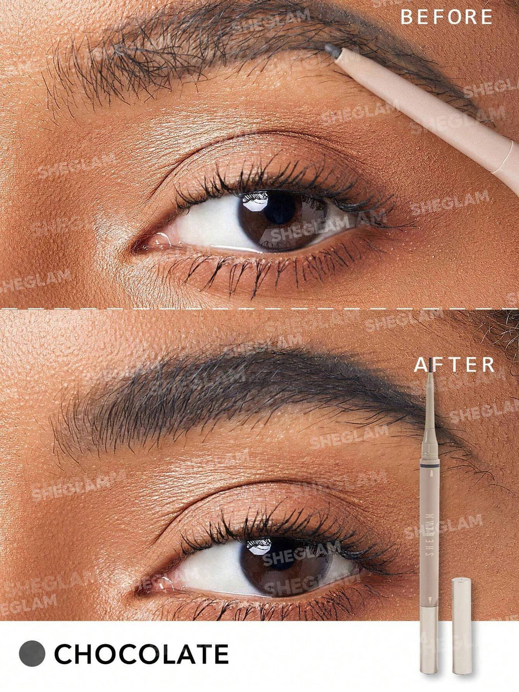 SHEGLAM Brows On Demand 2-In-1 Brow Pencil Chocolate-3