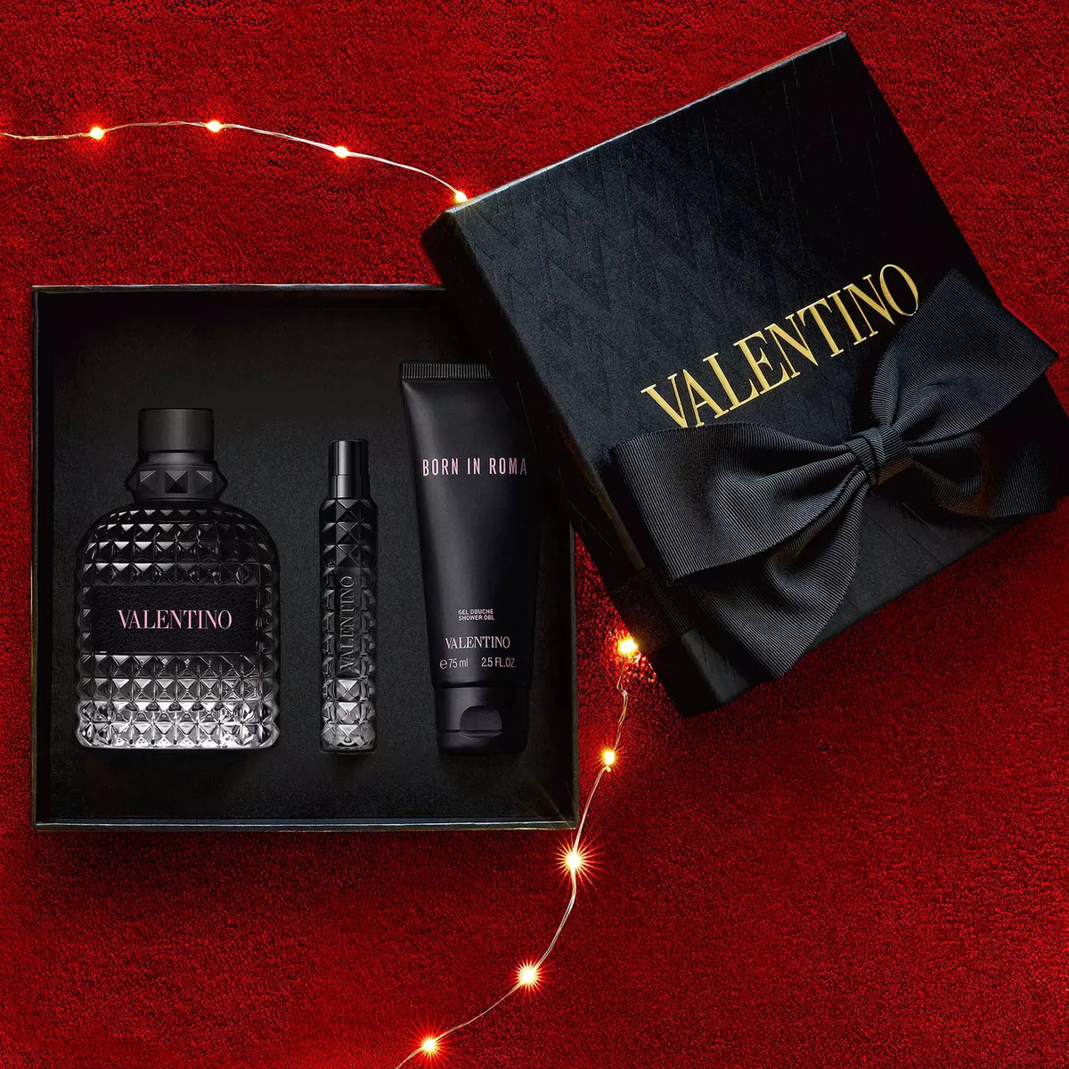 VALENTINO Born In Roma Uomo Pink Eau De Toilette + Shower Gel + Travel Spray Set -2