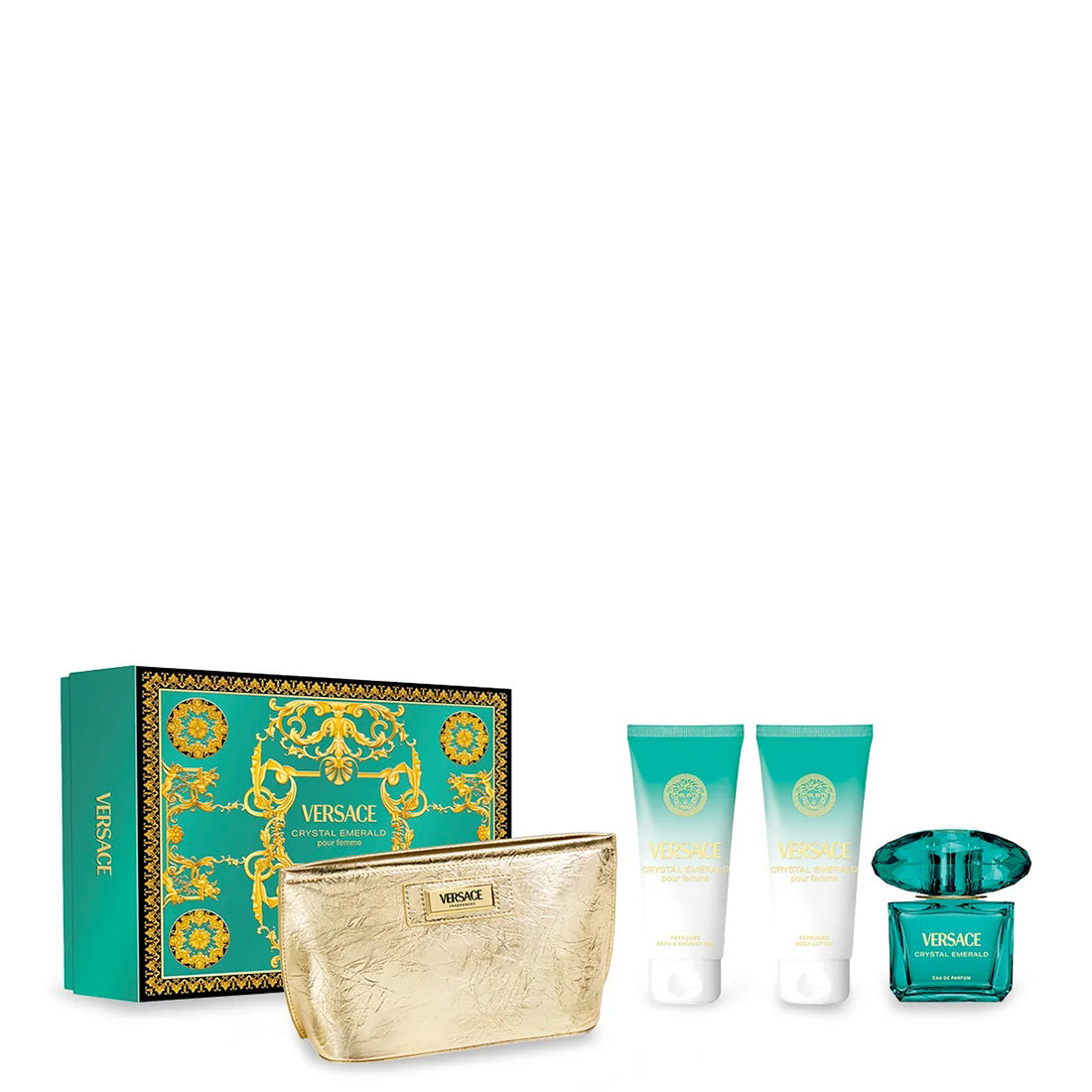 VERSACE Crystal Emerald Eau De Parfum + Shower Gel + Body Lotion + Pochette Set 