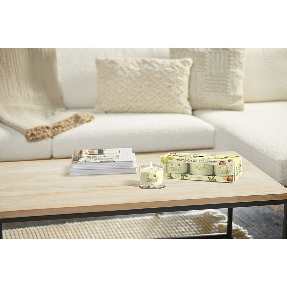 Yankee Candle Confezione 3 Candele Votive in Vetro Iced Berry Lemonade-2