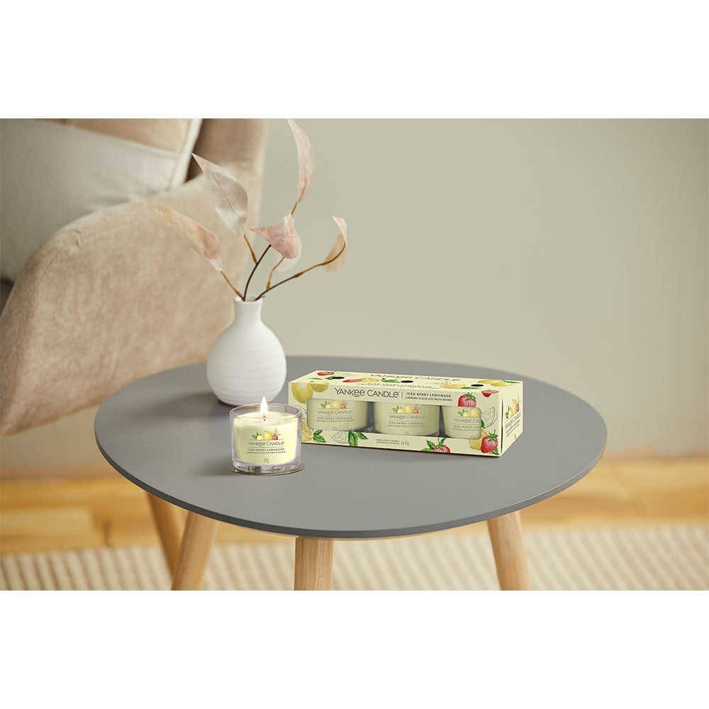 Yankee Candle Confezione 3 Candele Votive in Vetro Iced Berry Lemonade-3