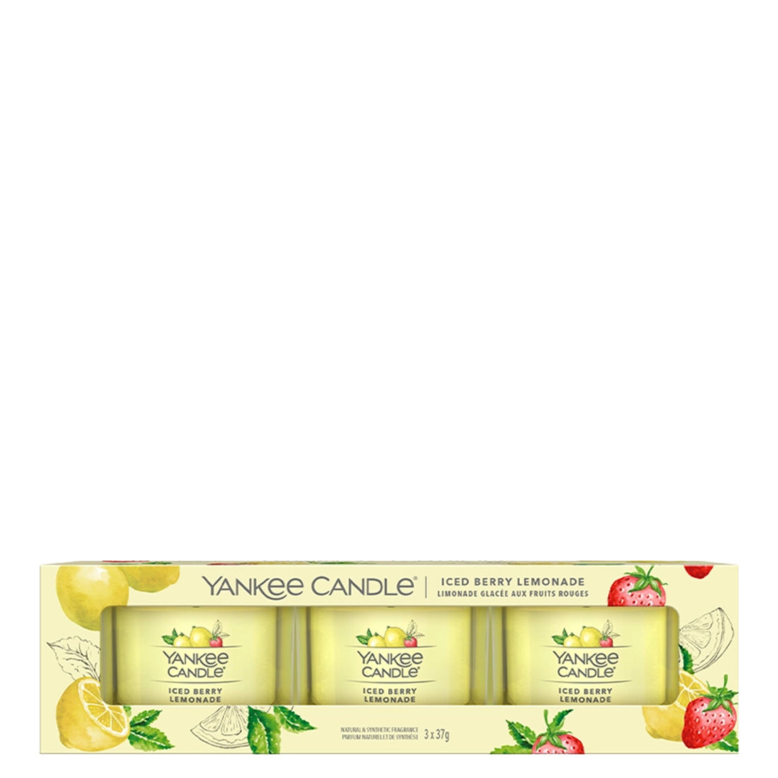 Yankee Candle Confezione 3 Candele Votive in Vetro Iced Berry Lemonade