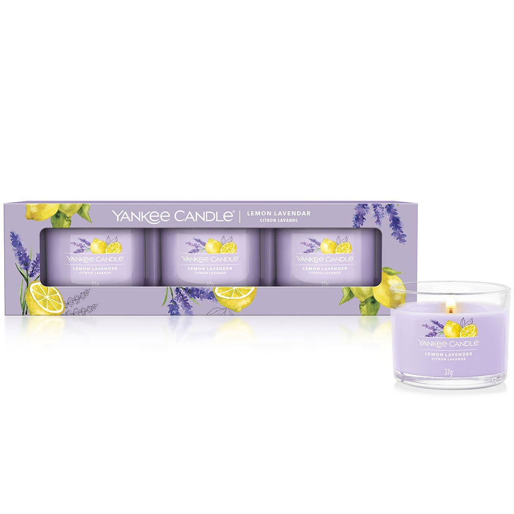 Yankee Candle Confezione 3 Candele Votive in Vetro Lemon Lavender-2