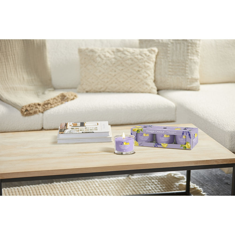 Yankee Candle Confezione 3 Candele Votive in Vetro Lemon Lavender-6